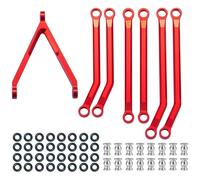 XAQRYQO Varilla de Tracción para Axial para SCX24 AXI00001 AXI00002 AXI00006 Parti Di Aggiornamento per Auto Cingolate RC 1/24, Set Collegamenti del Telaio Alluminio Ad Alta Distanza(Red)