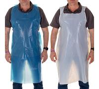 XARA Delantales Desechables Adultos de Polietileno 0.02mm - Pack 100 - Delantal Desechable Protección Sanitaria y Alimentaria - Talla Única 76x120 cm - Color Blanco