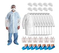 XARA - (Pack 400) 100 Gorros Desechables Ajustables + 100 Cubrezapatos Impermeables + 100 Batas Desechables Sanitarias TNT 25g + 100 Guantes Desechables - Pack Hipoalergénico y Transpirable