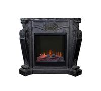 Xaralyn - Chimenea eléctrica Louis ELE - Revestimiento de piedra natural negra - Calefacción de 1500 vatios - Mando a distancia (negro)