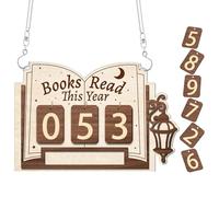 Xasbseulk Contador de libros para este año - Decoración de madera para estudio | Decoración de biblioteca colgante - Regalo para lectores, estudiantes, profesores, autores, cumpleaños, vacaciones