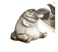 Xasbseulk Mascota de té de cocodrilo gordo, mascota pequeña de té de cocodrilo, figura de té de cocodrilo, figura de cocodrilo de animales de jardín, estatua de bebé de cocodrilo, divertida mascota de