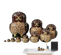 Xasbseulk Muñecas de madera | Animales con diseño de animales juguetes educativos apilables, muñecas de arte popular - para coleccionistas de arte, educadores, padres, niños, hogar, sala de