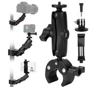 Xastro Soporte para moto o bicicleta para cámara de acción con 360°, soporte giratorio para manillar de cámara, para GoPro Insta360 DJ Pocket smartphones, soporte de motocicleta con adaptador de 1/4
