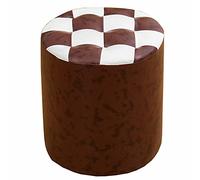 XAUBXYVR Reposapiés otomano Redondo para Sala de Estar, Mesa de Centro, Taburete de Piel sintética con cojín a Cuadros, para Dormitorio, Sala de Estar, Estructura de Madera Maciza, 31 x 31 x 35 cm, r