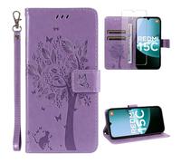 Xauvap Funda Compatible con Xiaomi Redmi 15C 4G / 5G / Poco C85 con 1 Pieza Vidrio Templado Protector de Pantalla, Soporte Cuero PU Flip Carcasa, Tarjetero y Hebilla Caso (Morado)