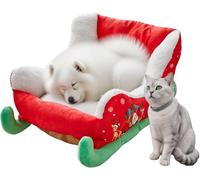 XAUXKERE Christmas Sleigh Dog Beds, Christmas Cat Bed, 68x38x28cm Cat Dog Sleigh Bed, Christmas Plush Pet Cozy Nest, for Terrace, RV, Fireplace, Living Room, Bedroom, Holiday, Kitten, Sleeping-A