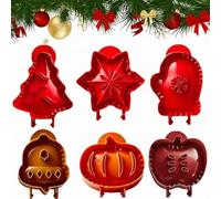 XAUXKERE Holiday Mini Pie Mold,6Pcs Christmas One-Press Hand Pie Maker, Classic Mini Hand Pie Molds, Festive Cute Hands Pie Maker for Baking Christmas Party-6pcs