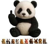 XAUXKERE Middle Finger Plush Animal Toy, Cute Funny Middle Finger Plush Dog, Highland Cow, Mini Middle Finger Animal Statue, Stress Relief Decor Gift, for Home Office Desk-Panda