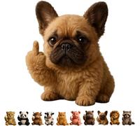 XAUXKERE Middle Finger Plush Animal Toy, Cute Funny Middle Finger Plush Dog, Highland Cow, Mini Middle Finger Animal Statue, Stress Relief Decor Gift, for Home Office Desk-Dog