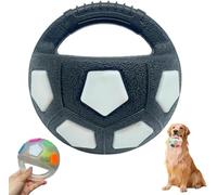 XAUXKERE The Mellow Dog Calming Ball with Handle, Dog Ball with Handle, Interactive Toss and Fetch Play, Strong Rubber Football Chew Fetch Toy, Soccer Squeaky Balls Toy For Small Medium Dogs (Black)