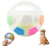 XAUXKERE The Mellow Dog Calming Ball with Handle, Dog Ball with Handle, Interactive Toss and Fetch Play, Strong Rubber Football Chew Fetch Toy, Soccer Squeaky Balls Toy For Small Medium Dogs (White)