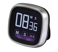 Xavax 95321 Temporizador digital de cocina, función táctil (temporizador y cronómetro, magnético, hasta 99 min y 59 segundos, sonido fuerte), diseño de temporizador electrónico, color plateado y negro