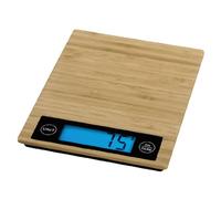 Xavax | Báscula de Cocina Digital con Pantalla, Pantalla retroiluminada en Azul, Capacidad 5kg, Muestra en ml, oz y LB, Control preciso del Peso, Superficie de Madera de bambú