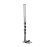 Xavax | Base organizadora para aspiradora sin cable de aluminio 29,5 x 22 x 128 cm (soporte suelo sin taladros con organizador de accesorios y espacio para boquillas, compatible con Dyson) Negro/Plata