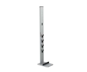 Xavax | Base organizadora para aspiradora sin Cable de Aluminio,Negro/Plata | Soporte suelo sin taladros con organizador de accesorios y espacio para boquillas, compatible con Dyson, 29,5 x 22 x 128 cm