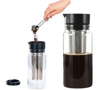 Xavax Cold Brew - Cafetera (preparación fría, té y cafetera 2 en 1, cafetera y máquina de té, botella de café frío de 1 l, vaso de cerveza fría para café helado, tricolate brewer, cafeteras