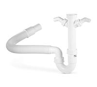 Xavax Sifón Para Desague De Fregadero (Con tubería flexible (1 1/2'') Color Blanco