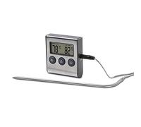 XAVAX | Termómetro digital de carne con temporizador, incluye 1 sonda de 1m, Para alimentos y bebidas, pantalla con indicador de temperatura