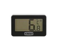 Xavax | Termómetro digital frigorífico y congelador (-30°C a +50°C, pantalla grande 50x25 mm, imán, gancho y soporte, Celsius/Fahrenheit, ahorro energético) Negro