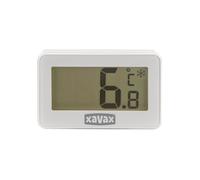 Xavax | Termómetro digital frigorífico y congelador, Blanco | -30°C a +50°C, pantalla grande 50x25 mm, imán, gancho y soporte, control Celsius/Fahrenheit