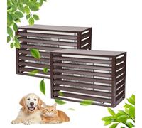 XAXIAOZ Air Conditioner Fence for Outside, Condenser Protective Cover, Aluminum Alloy, Privacy Screen, Anti-Theft, Tidy Up The Garden, Easy to Install(Brown,100cm)