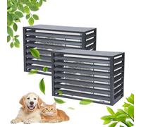 XAXIAOZ Air Conditioner Fence for Outside, Condenser Protective Cover, Aluminum Alloy, Privacy Screen, Anti-Theft, Tidy Up The Garden, Easy to Install(Gray,100cm)