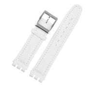XAXTGBHL Pulsera de cuero apta for correa de reloj, correa de reloj lisa de 17mm y 19mm, correa de muñeca for mujer y hombre, accesorios for correa de reloj(White silver bucke,17mm)