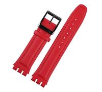 XAXTGBHL Pulsera de cuero apta for correa de reloj, correa de reloj lisa de 17mm y 19mm, correa de muñeca for mujer y hombre, accesorios for correa de reloj(Red black bucke,17mm)
