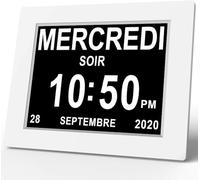 Xayken 7" pulgadas LCD reloj digital calendario con fecha día y hora no abetada auto atenuación 8 idiomas HD pantalla recordatorio para Alzheimer ancianos y niños