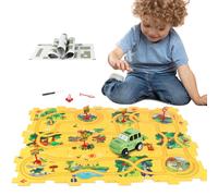 XAZASTOV Juguete de Pista de Coches para Niños, DIY Coche de Pista Rompecabezas de Plástico con Vehículo Juguetes Educativos para 3 4 5 6 Años Niños Niñas (Amarillo)