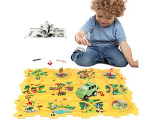 XAZASTOV Juguete de Pista de Coches para Niños, DIY Coche de Pista Rompecabezas de Plástico con Vehículo Juguetes Educativos para 3 4 5 6 Años Niños Niñas (Amarillo)