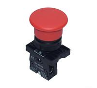 XB2 Interruptor de botón de cabeza de hongo Interruptor táctil momentáneo de reinicio automático para parada de panel de control industrial, rojo, verde, amarillo, negro (rojo)