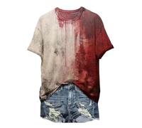 Xbemkste Camisa sangrienta de Halloween para mujer, divertida camiseta de manga corta con cuello redondo para Halloween, ropa de sangre, regalo de salpicaduras de sangre, camiseta para mujer, Otros, S