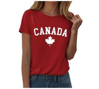 Xbemkste Canada is Not for Men Women - Camiseta de manga corta con cuello redondo y estampada, camiseta holgada blanca de manga corta para mujer, rosso, M