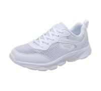 Xbemkste Slip on Sneakers - Mocasines ligeros y cómodos para mujer, zapatillas planas, zapatillas de senderismo amarillas, Blanco, 37 EU