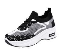 Xbemkste Zapatillas de correr zapatillas de aumento de altura para mujer zapatillas amarillas mujer, Negro , 36 EU