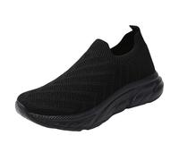 Xbemkste Zapatillas de deporte para mujer, informales, cómodas, ligeras, planas, para caminar, para el tiempo libre, para mujer, antideslizantes, transpirables, para caminar, Negro , 34.5 EU