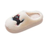 Xbemkste Zapatillas de estar por casa de felpa para mujer, de algodón, cálidas para interiores, estampado divertido, suaves, acogedoras, mullidas, zapatos de felpa gruesas, cálidas, Blanco, 36 EU