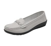 Xbemkste Zapatos de mujer nuevos casuales planos zapatos individuales mamá suela gruesa zapatillas Leo Print damas, gris, 38.5 EU