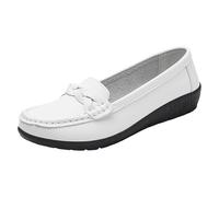 Xbemkste Zapatos de mujer nuevos casuales planos zapatos individuales mamá suela gruesa zapatillas Leo Print damas, Blanco, 37.5 EU