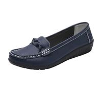 Xbemkste Zapatos de mujer nuevos casuales planos zapatos individuales mamá suela gruesa zapatillas Leo Print damas, azul oscuro, 42 EU