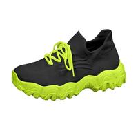 Xbemkste Zapatos de verano para mujer, malla transpirable con suela suave, revestimiento en color empalmado, zapatos de trabajo para mujer, verde, 36 EU