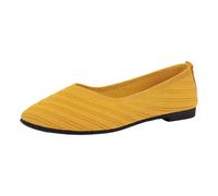 Xbemkste Zapatos de verano para mujer, zapatos de ballet cómodos, zapatos de ballet lindos para mujer, zapatos de ballet portátiles de cuña baja Ballarina, amarillo, 38.5 EU