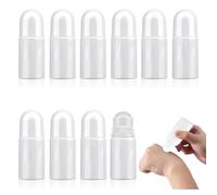 Xbessc 10 piezas 50 ml botellas con rodillo vacías envase roll on rellenable plástico botella roll on para aromaterapia desodorante perfume viajes relleno aceites esenciales (blanco)