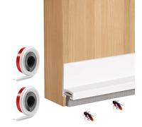 Xbessc 2 Pezzi Blanco Burlete Puerta, 100cm Silicona Burlete Bajo Puerta, Ajustable Tira de Sellado, Autoadhesivo Junta de Cepillo para Antipolvo, Aislamiento Acústico, Viento, Agua e Insectos(3cm)