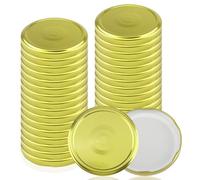 Xbessc 30 Tapas para Botes de Cristal 82mm, Tapa Giratoria de Metal, Tapa de Repuesto Circular, Tapas Botes Conserva con 6 Dientes de Bloqueo para Conservar Frutas, Verduras y Mermeladas, Dorado