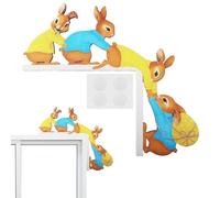 Xbessc Decoración de Esquina de Puerta de Pascua, Adhesivo de Pared de Madera para Esquina de Puerta, Decoración Divertida de Conejos de Pascua para Tienda, Hogar, Hotel y Escuela(24 x 21cm)
