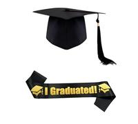 Xbessc Sombrero de Graduación con Borla Banda y Birrete de Graduacion Unisex Gorro Graduado Negro para High School Bachelor Undergradate Master y Doctorand Celebrar Graduación