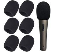 XBFOCNH 6 Piezas Micrófono a Prueba de Viento,Cubiertas de Micrófono de Mano con Buena Elasticidad y Contractilidad, Accesorios Anti Dus para KTV, Perfecto para la Mayoría de los Micrófonos (Negro)